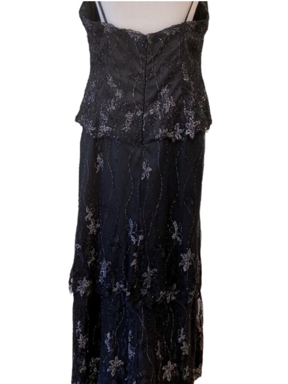 Vintage Black Gown Medium Y2K Formal dress Large Long Bead 90s Slipdress Elegant - Picture 8 of 17